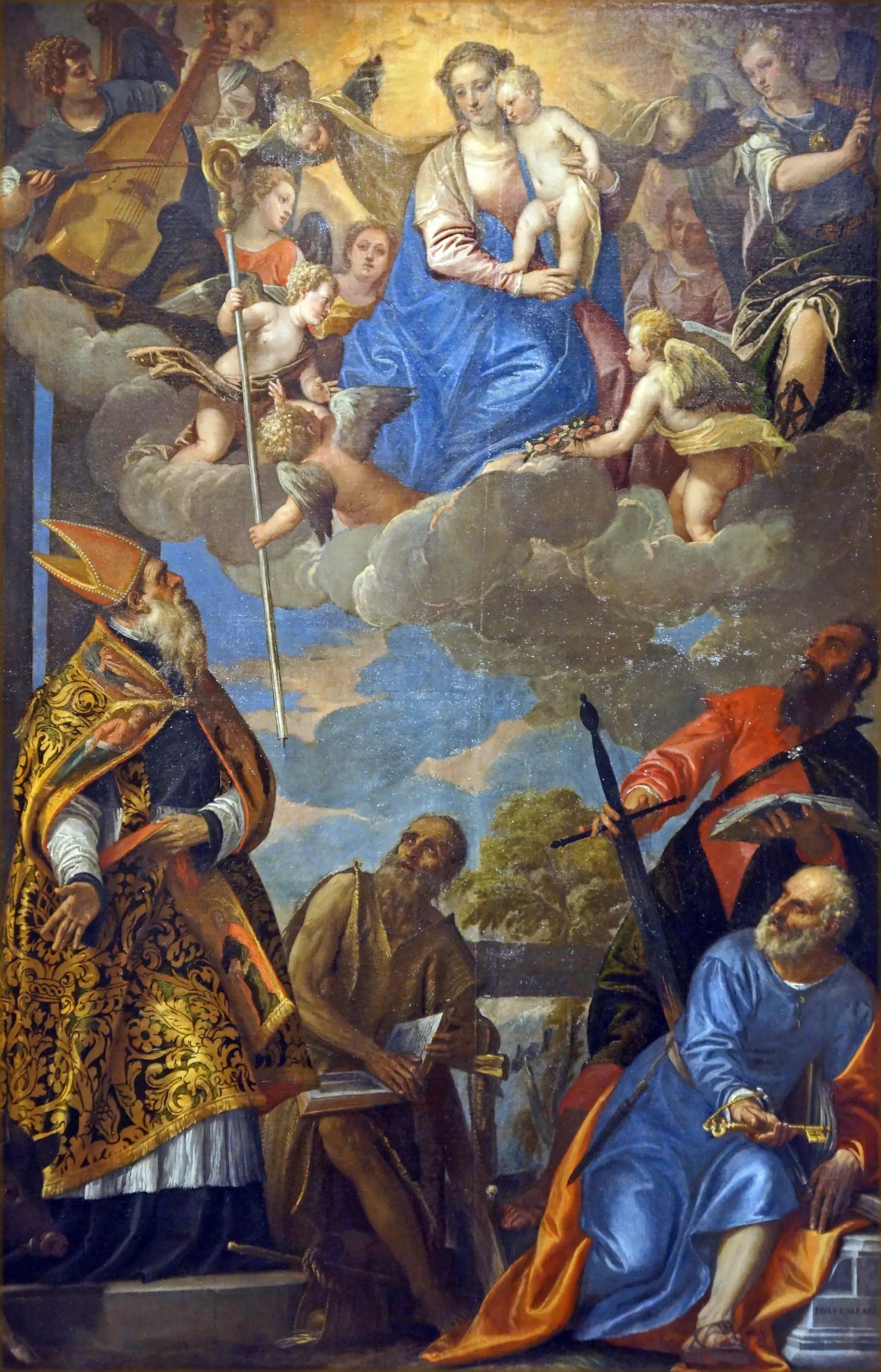 The Virgin and Child appearing to Saint Anthony, Saint Paul the Hermit, Saint Paul and Saint Peter