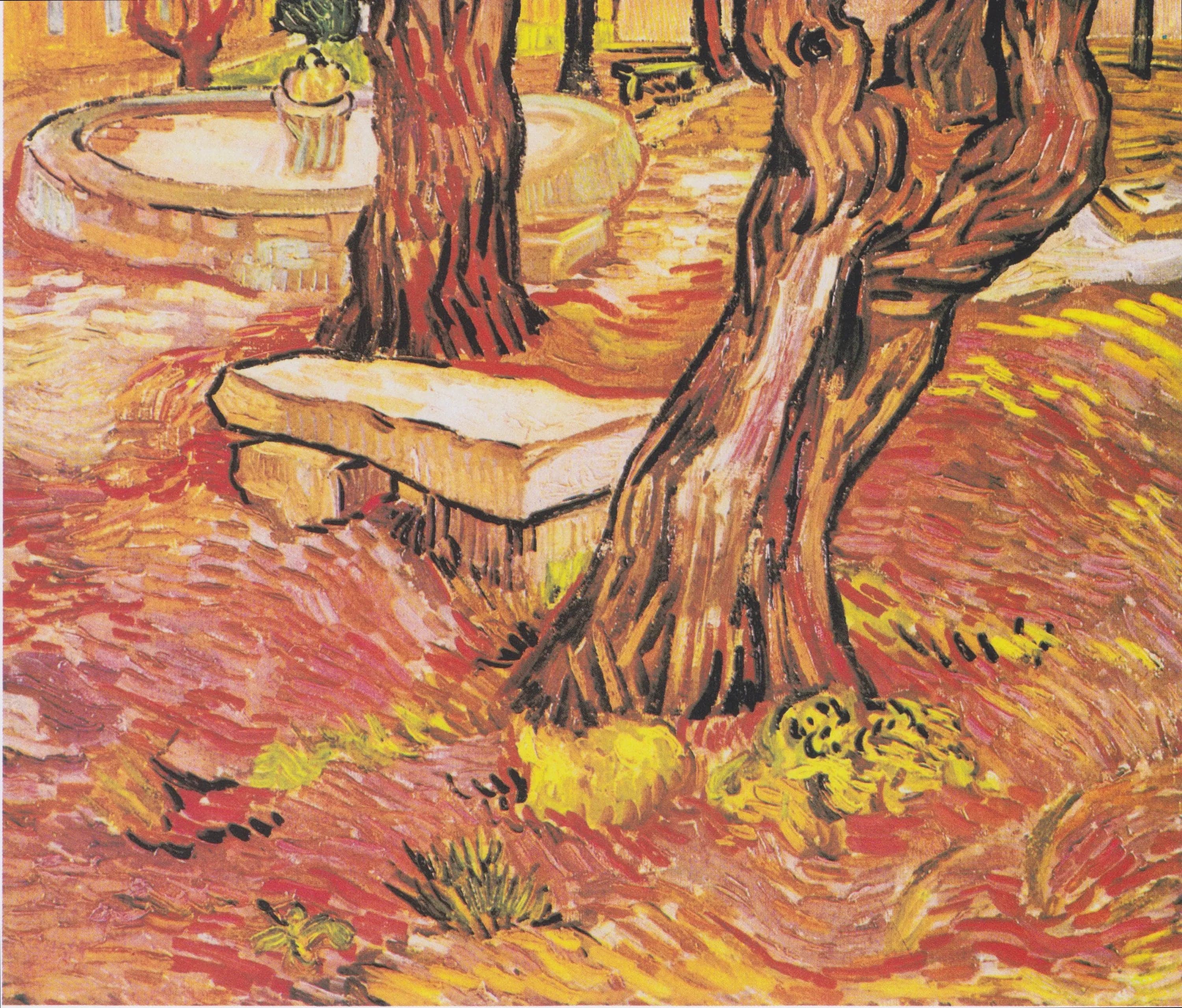 The stone bench in the garden of Saint-Paul Hospital
