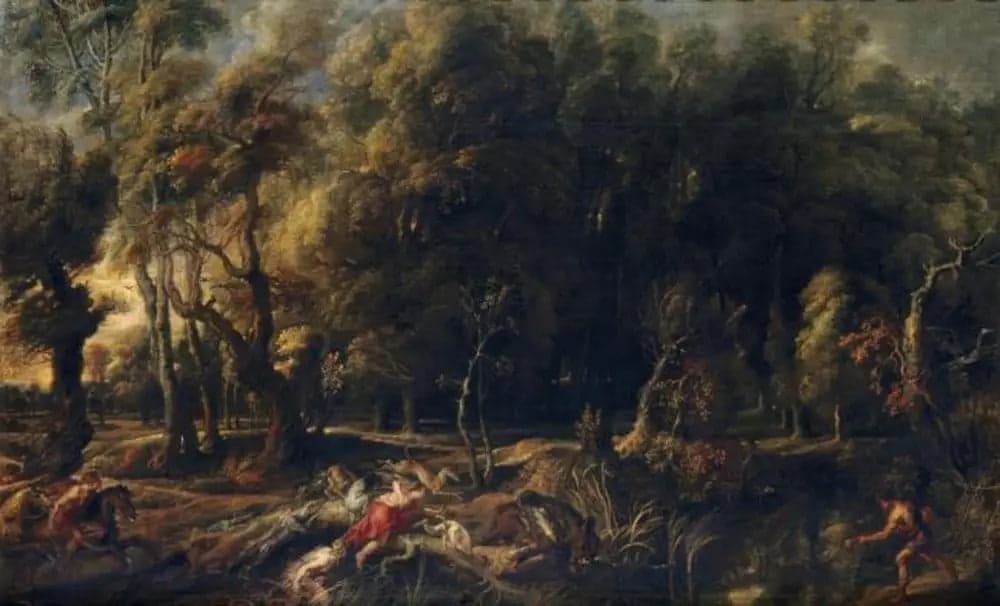 Atalante and Meleager hunting the Calydonian boar