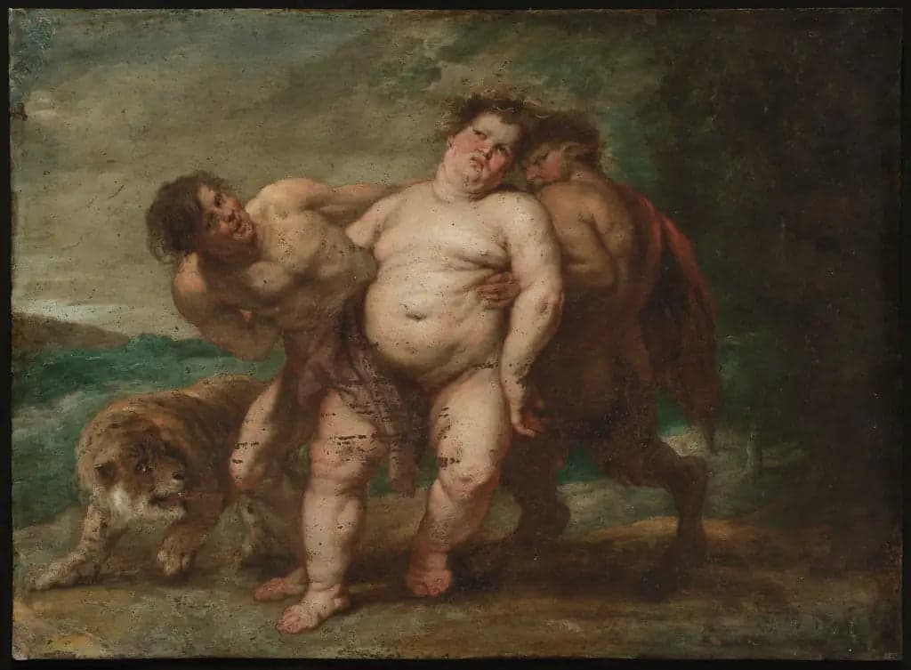 Drunken Bacchus with Faun and Satyr