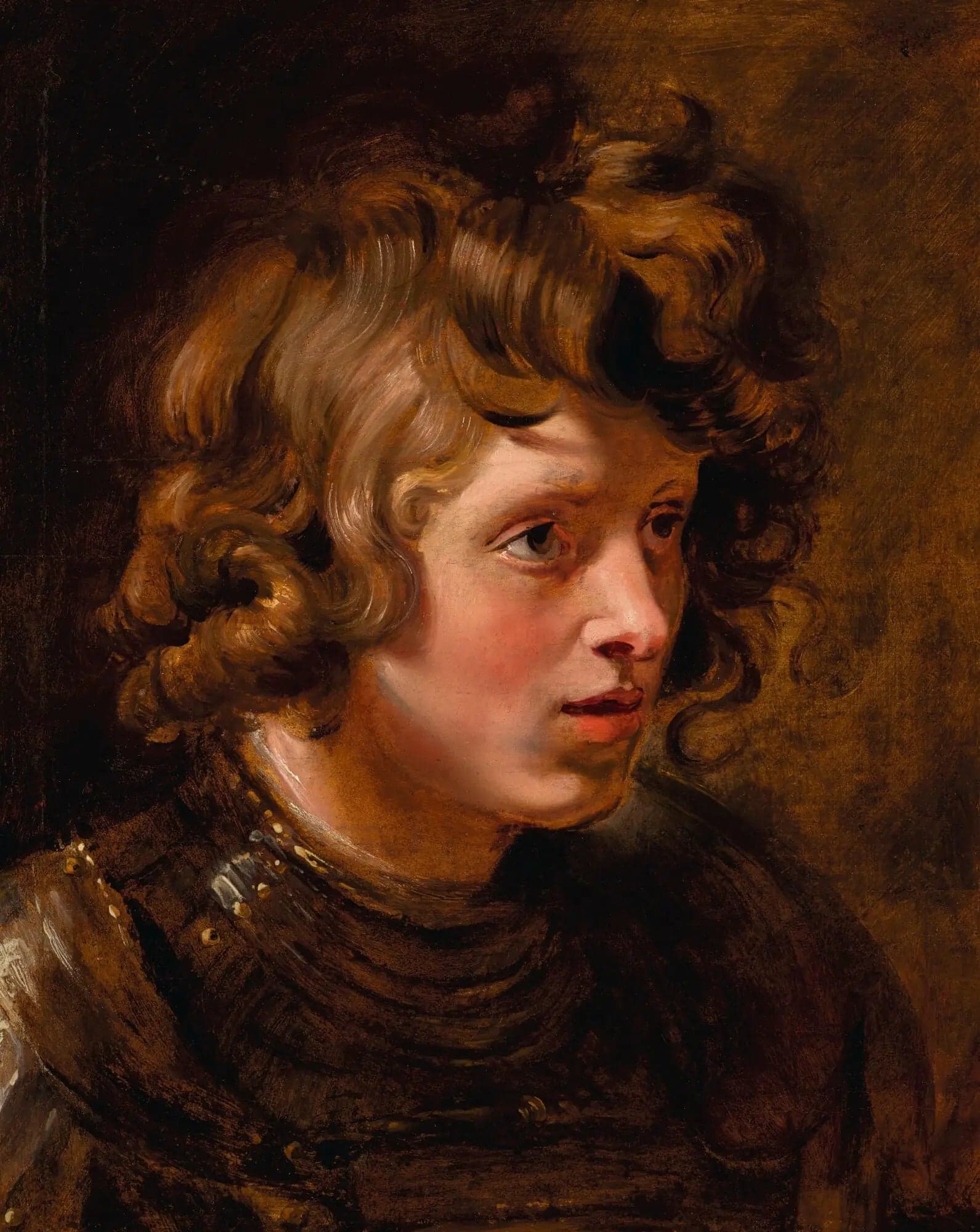 Head of a Young Man Wearing Armor