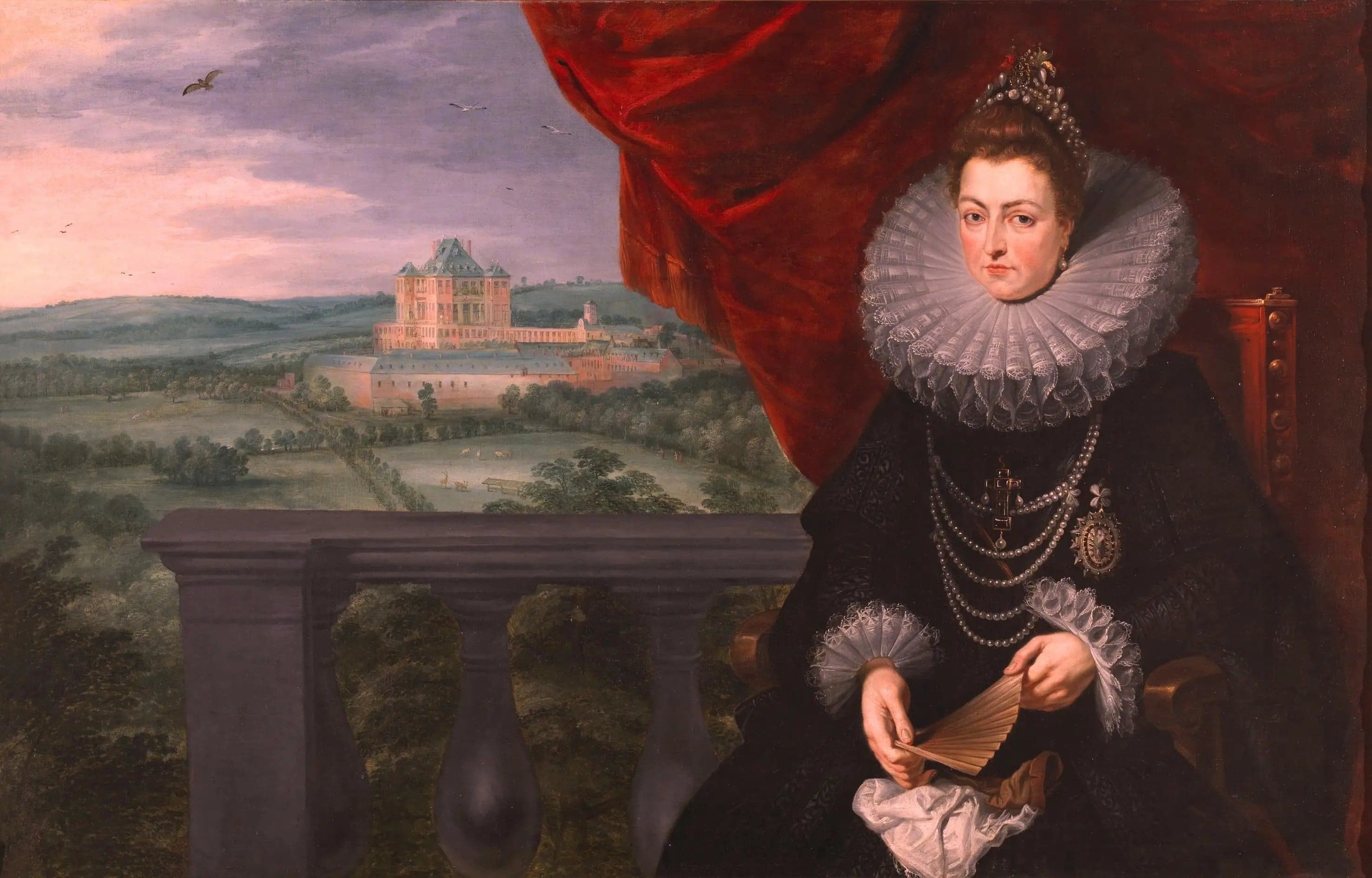 Portrait of Infanta Isabella with Mariement Castle in the background