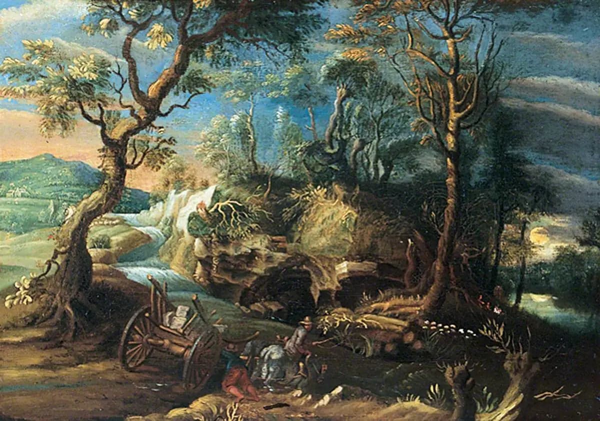 Rocky landscape with figures