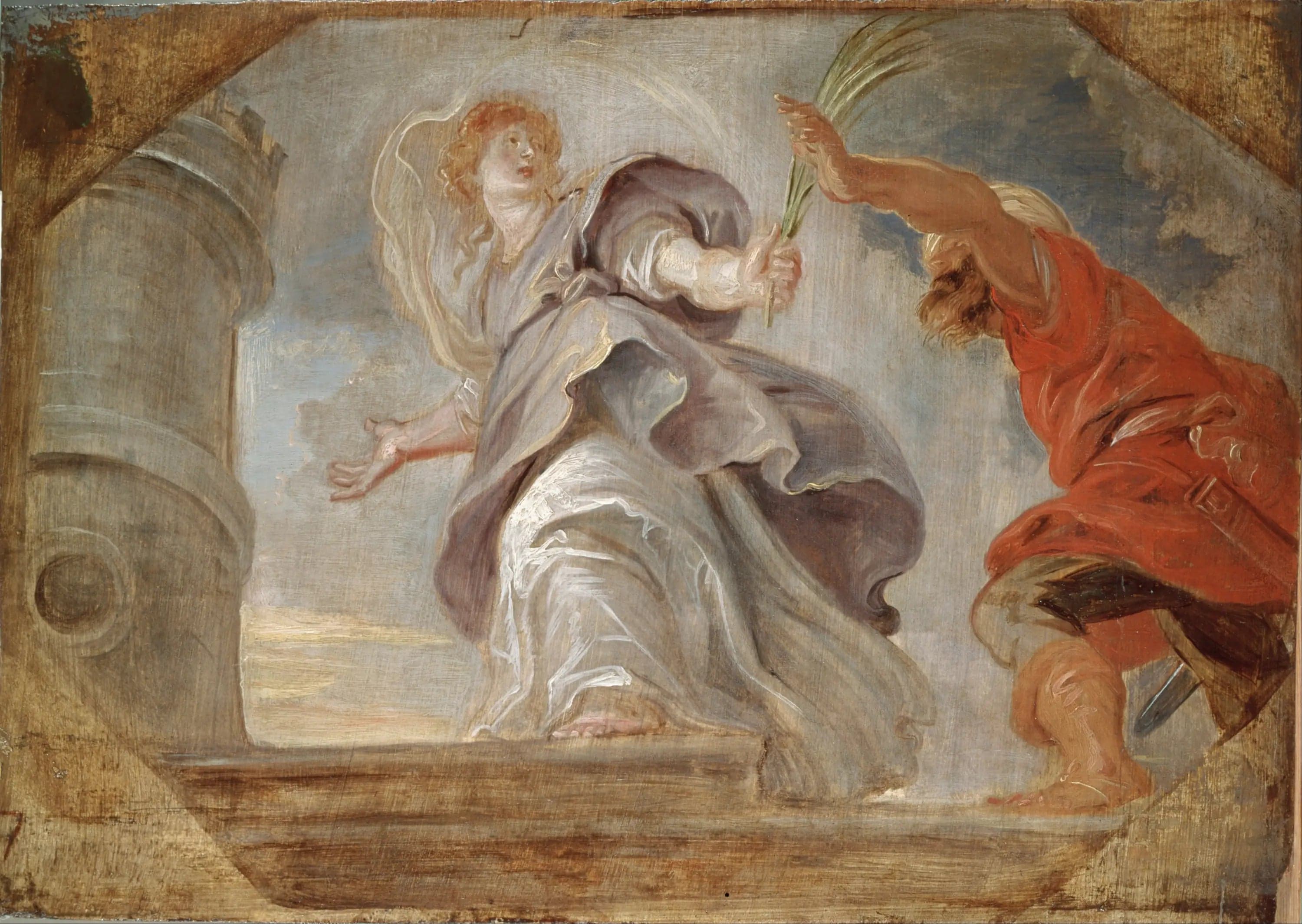 Saint Barbara fleeing her father