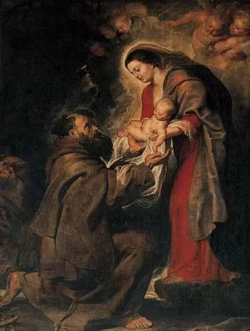 Saint François receiving the Child Christ