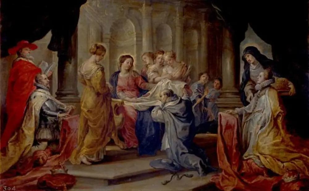 Saint Ildefonse receiving the chasuble of the Virgin, in the presence of Archduke Albert and Infanta Isabella