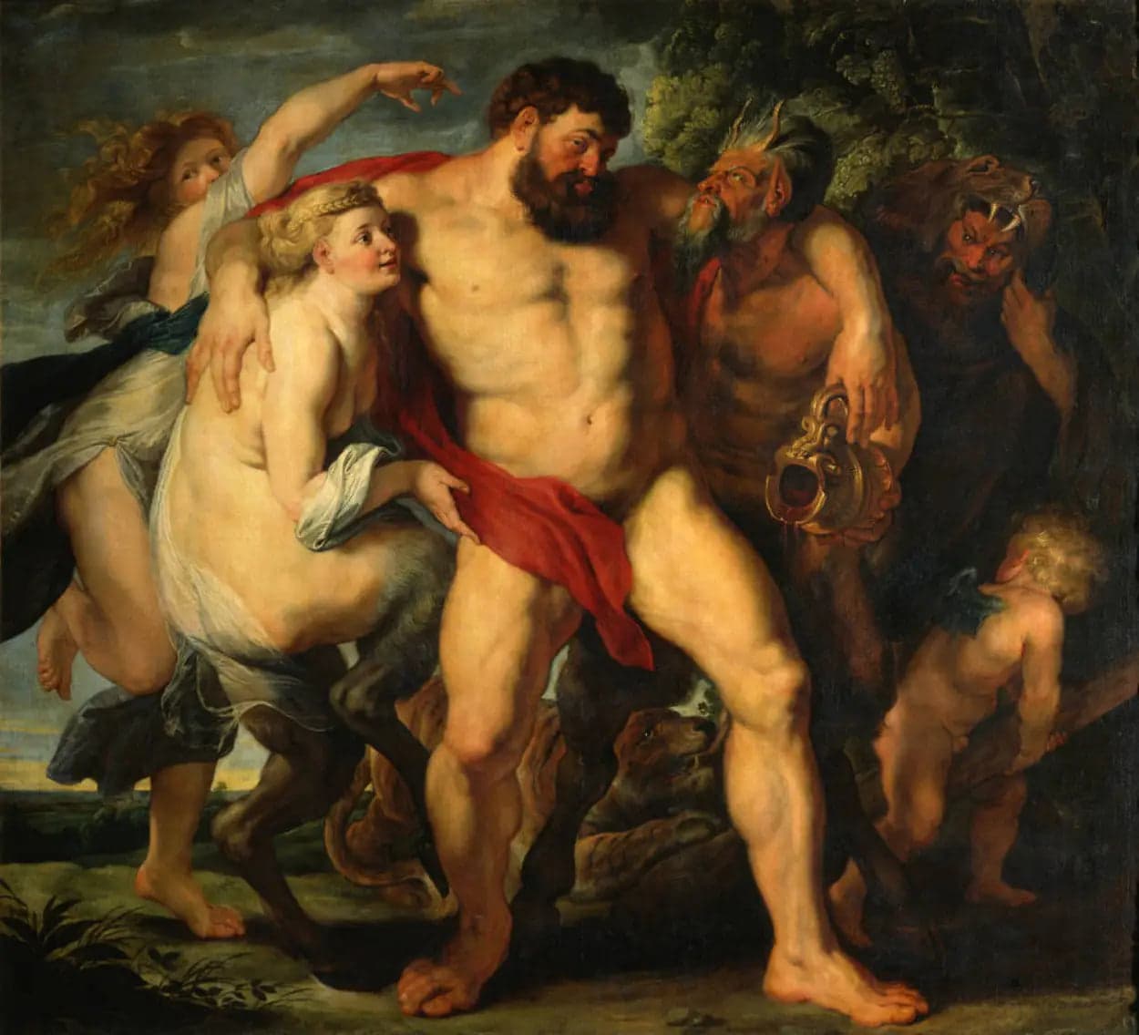 The Drunken Hercules led by a couple of satyrs