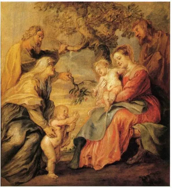 The Holy Family under the apple tree with Saint John the Baptist, Elisabeth, and Zechariah, around 1631
