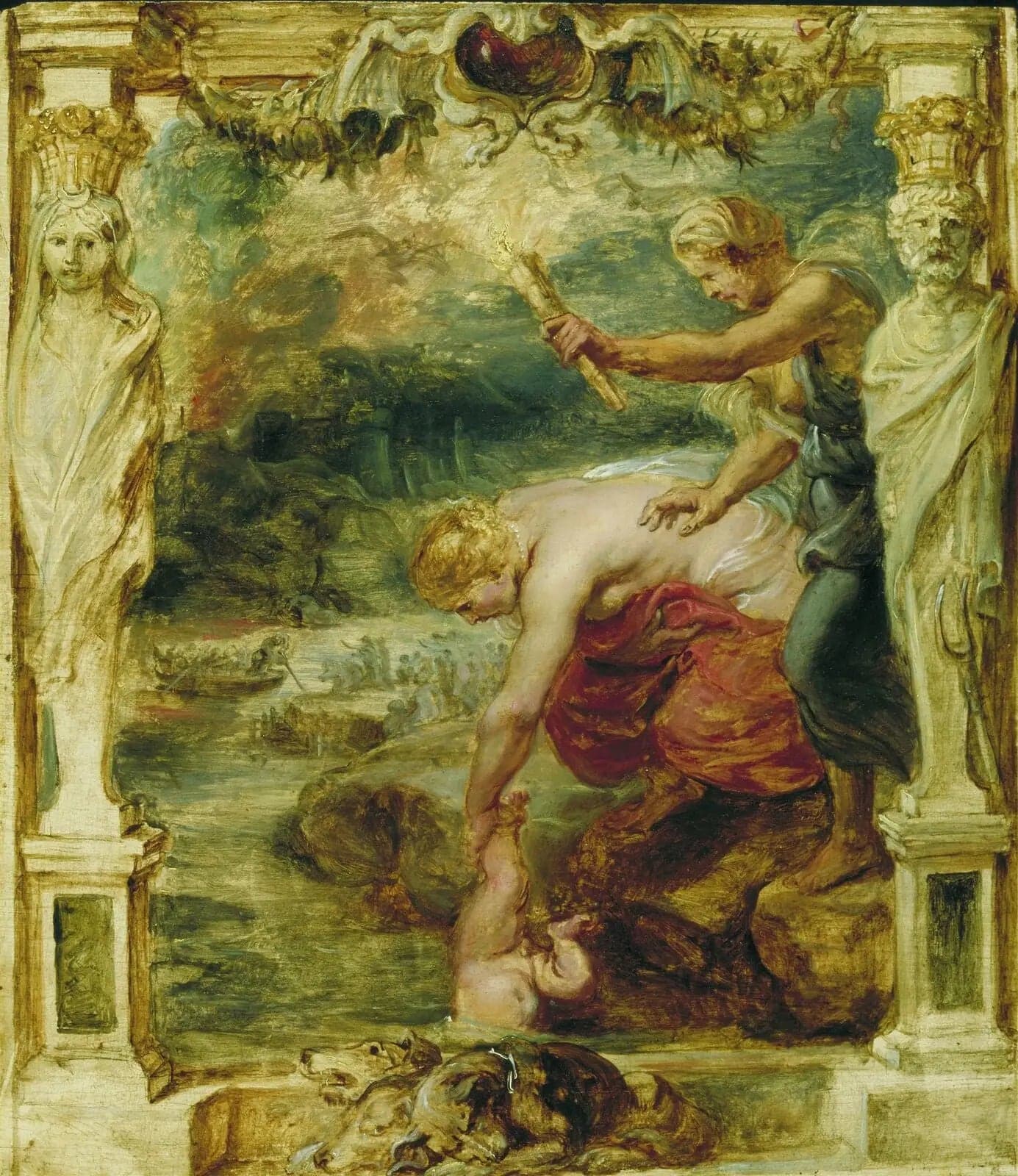 Thetis plunging the child Achilles into the Styx River