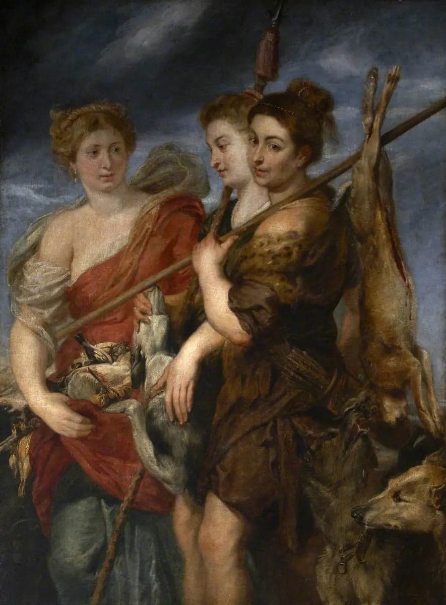 Three Huntresses Returning from the Hunt