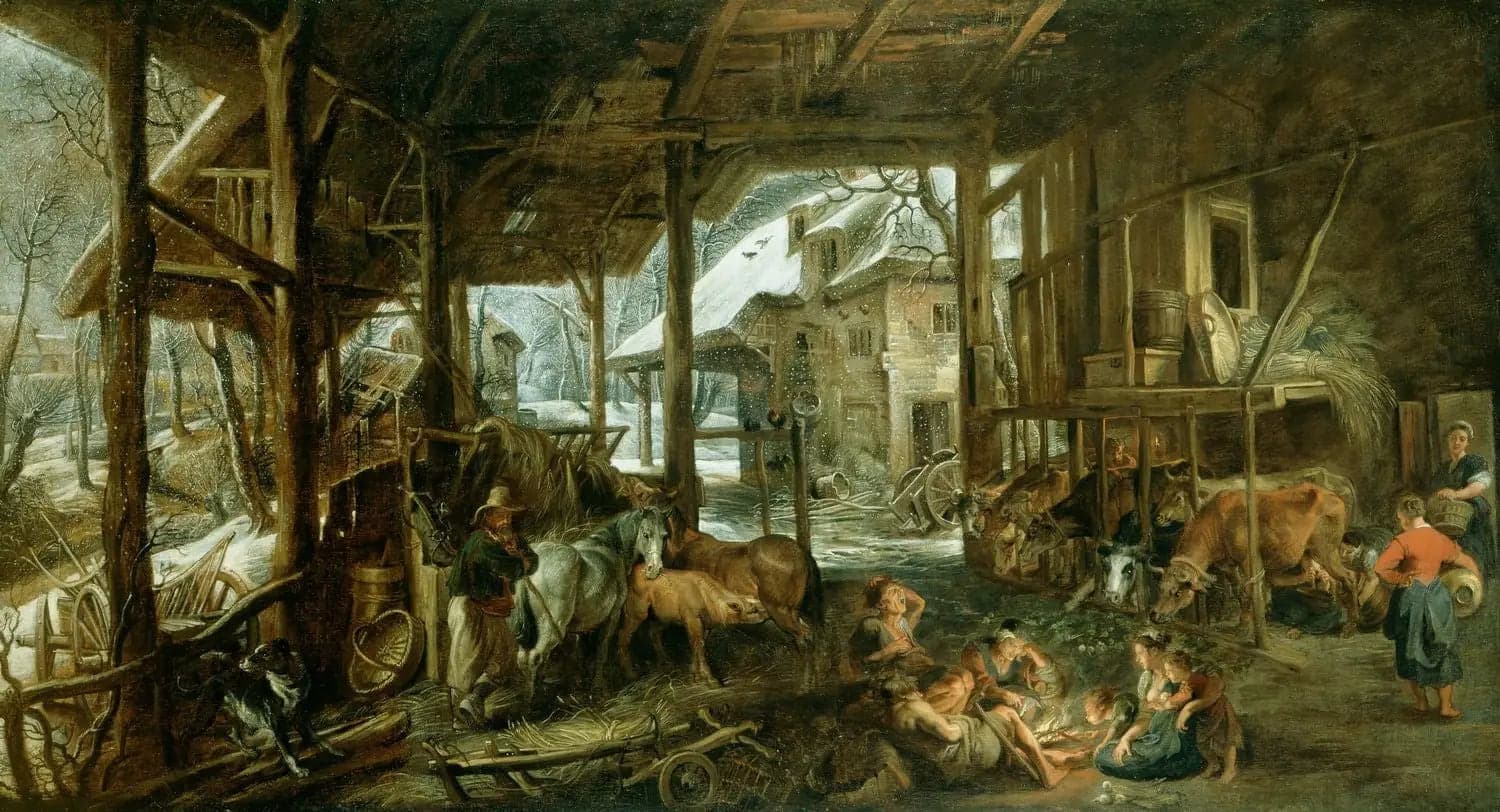 Winter: The Interior of a Barn