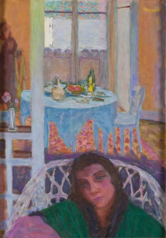 Interior with a Woman in a Wicker Armchair