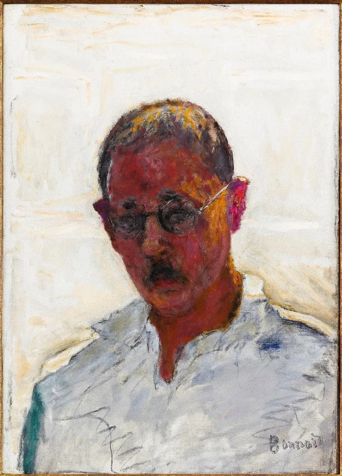 Self-Portrait on White Background, Open-Collared Shirt