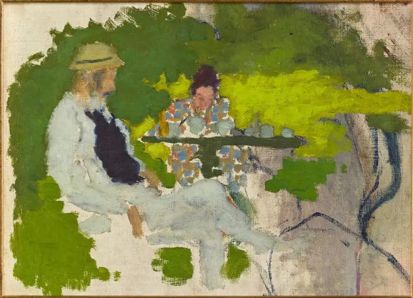 The artist's father and sister in the garden of Grand-Lemps