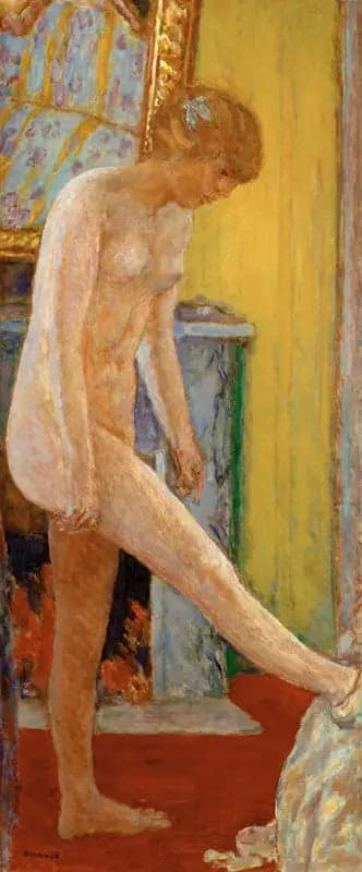 Young Girl Nude in Front of the Fireplace