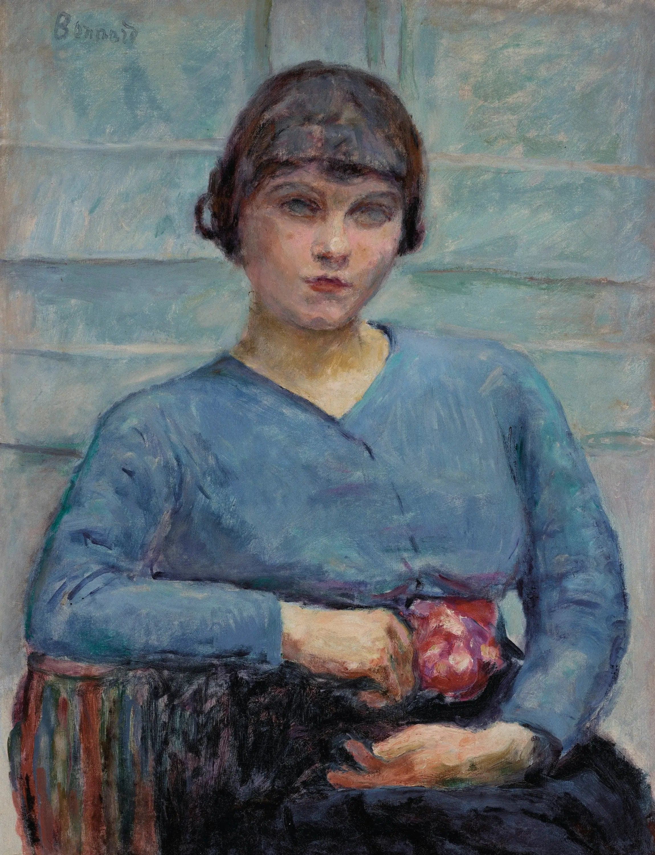 Young Girl in Blue, with the Rose