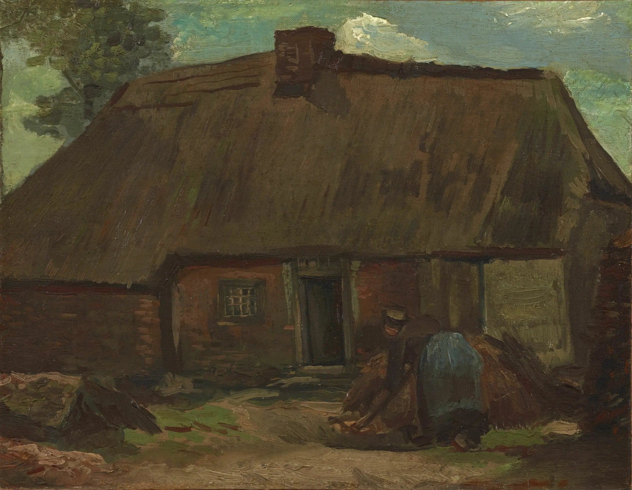 Cottage with Peasant Digging