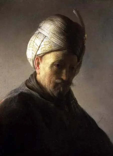 Bust of a man wearing a turban