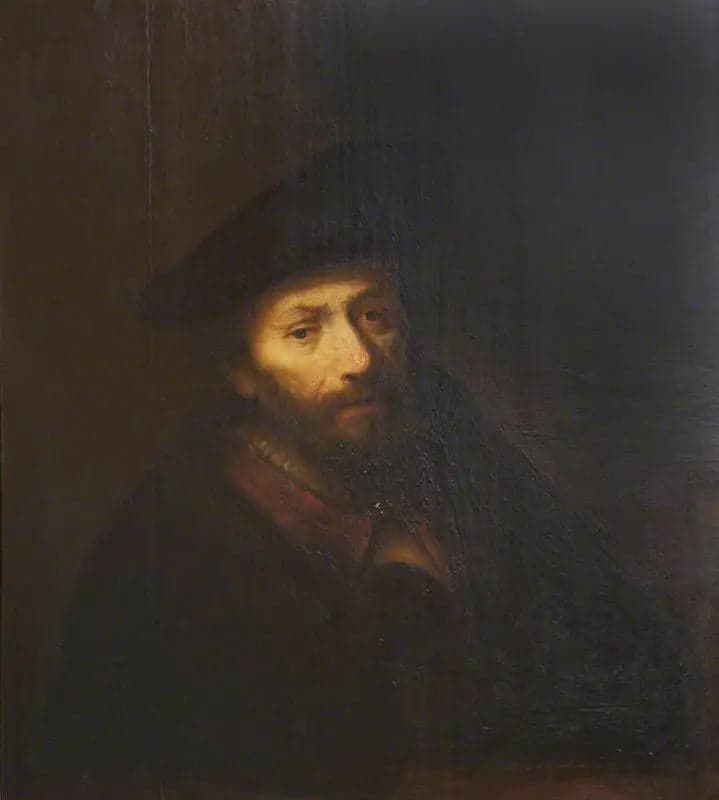 Bust of a man with a beard and beret