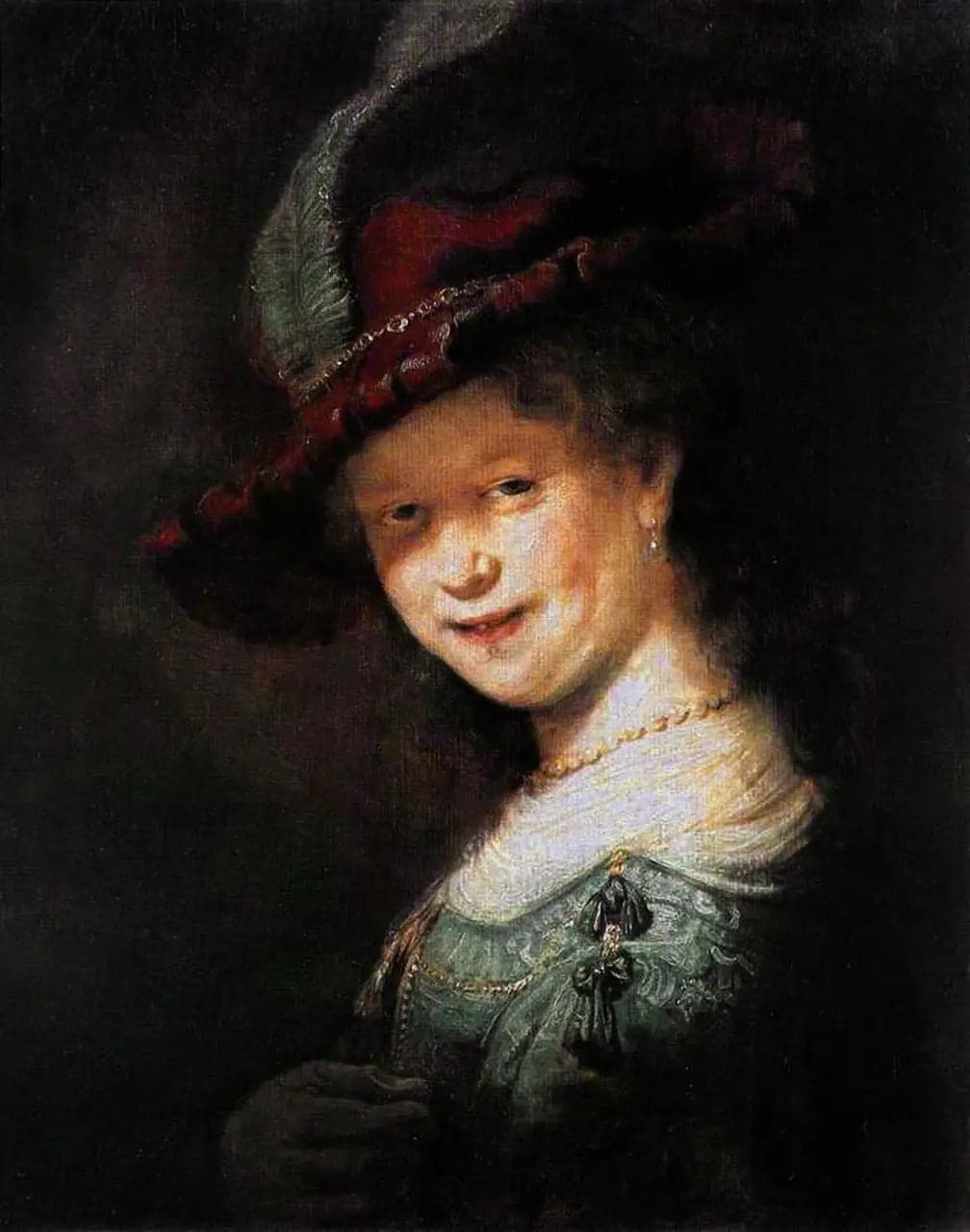 Bust of a smiling young woman, perhaps Saskia van Uylenburgh