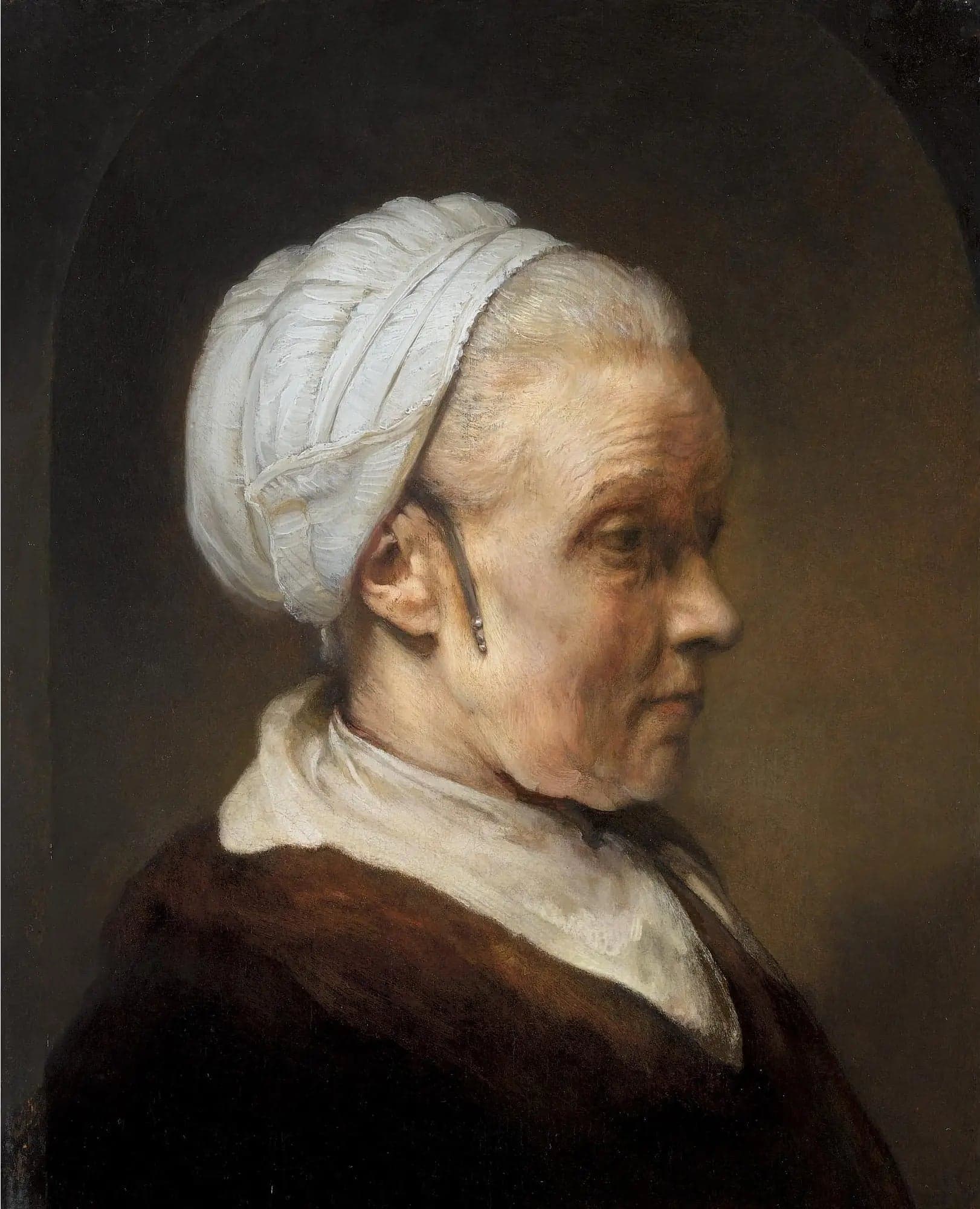 Bust of an old woman in a white bonnet
