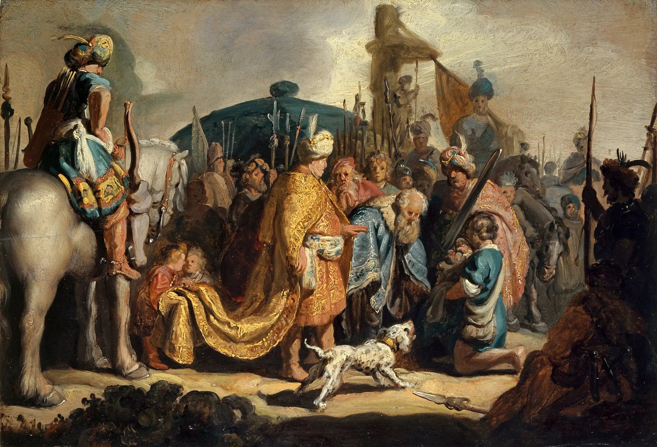 David presenting the head of Goliath to King Saul