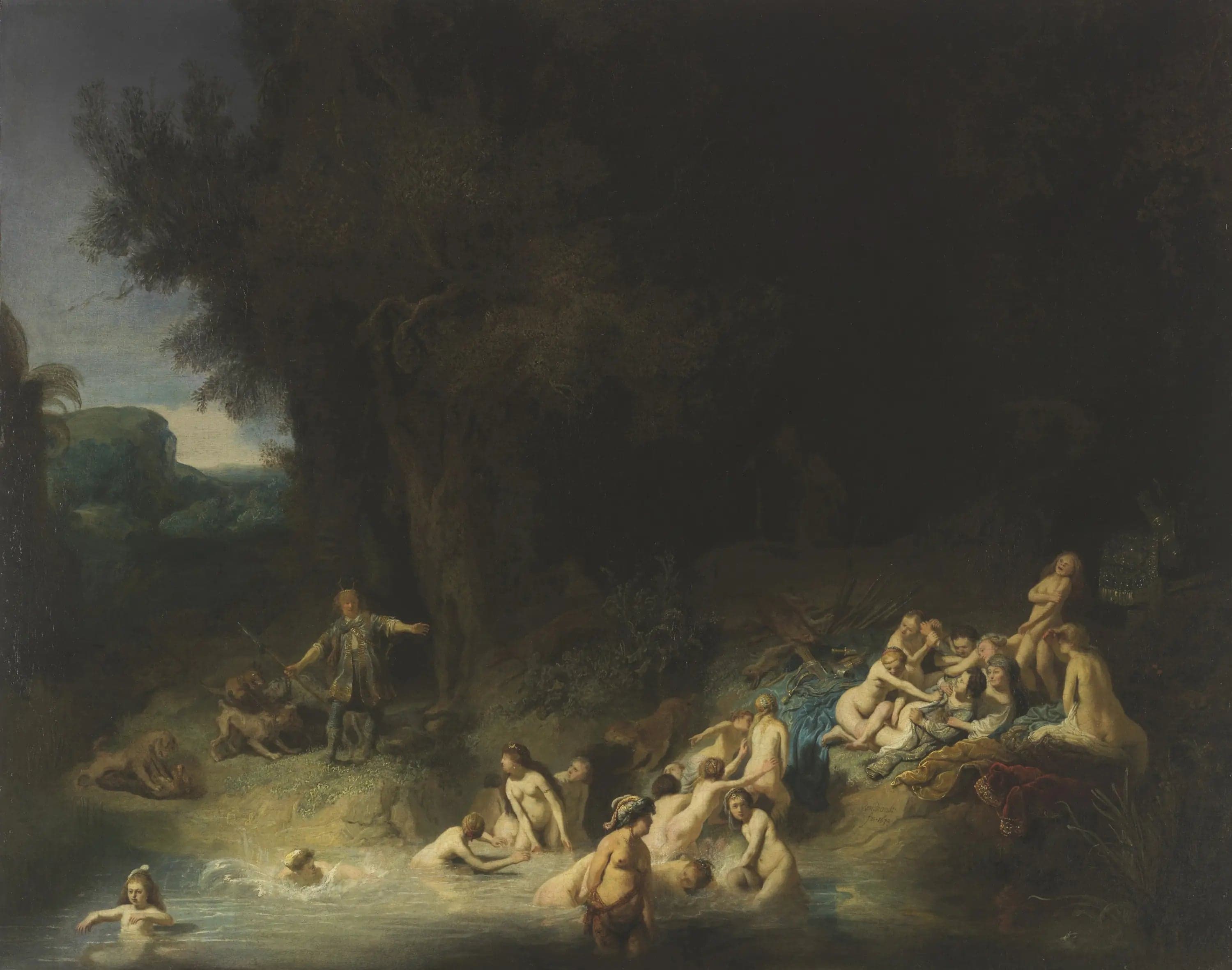 Diana and her nymphs surprised at the bath by Actaeon