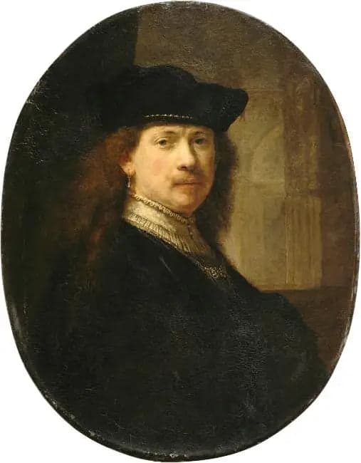 Self-Portrait with a Hat against an Architectural Background