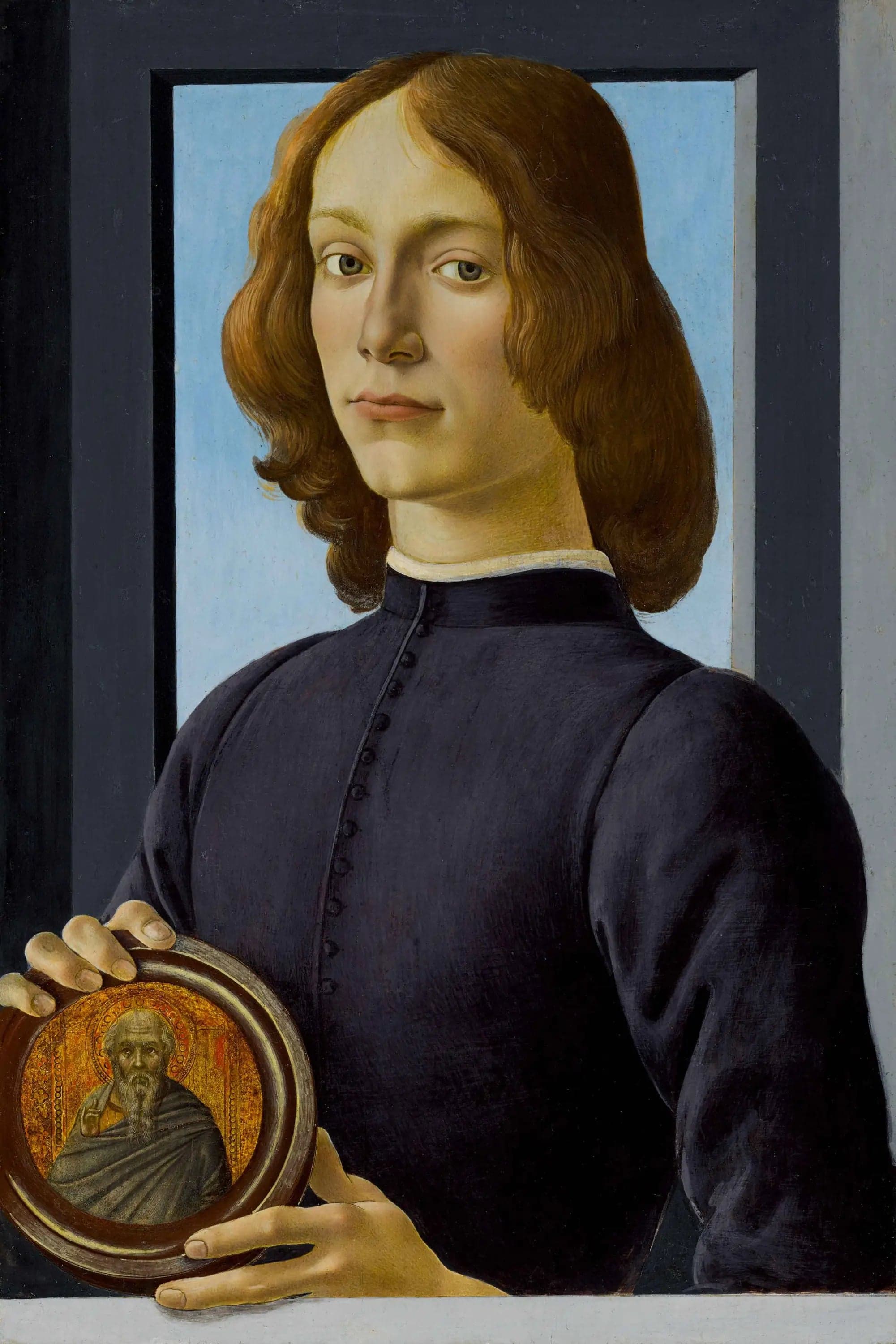 Portrait of a Young Man Holding a Medallion