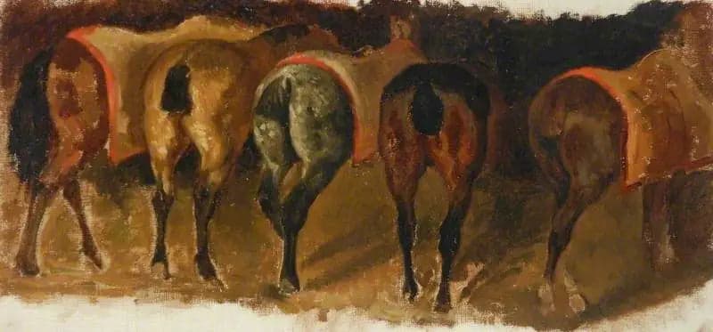 Standing Horses in a Stable