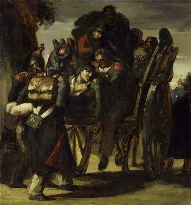 Wounded Soldiers in a Cart