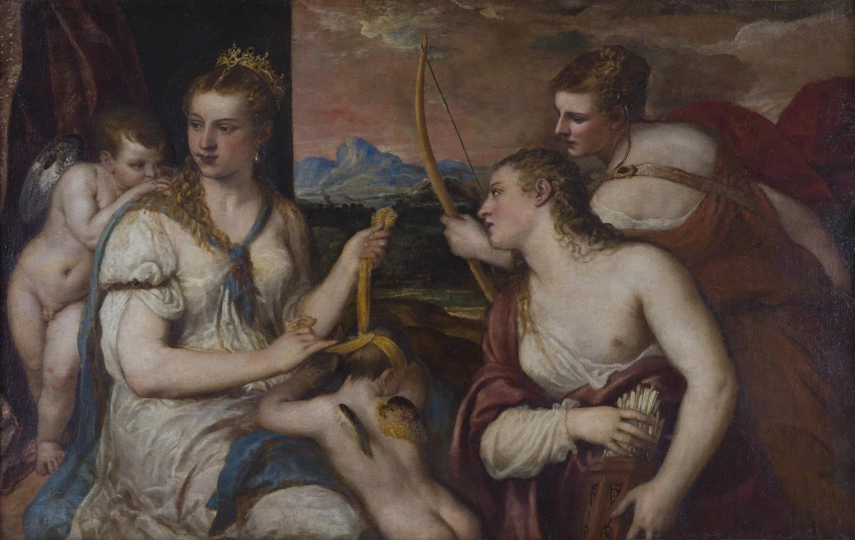 Venus bandant les yeux de Cupidon