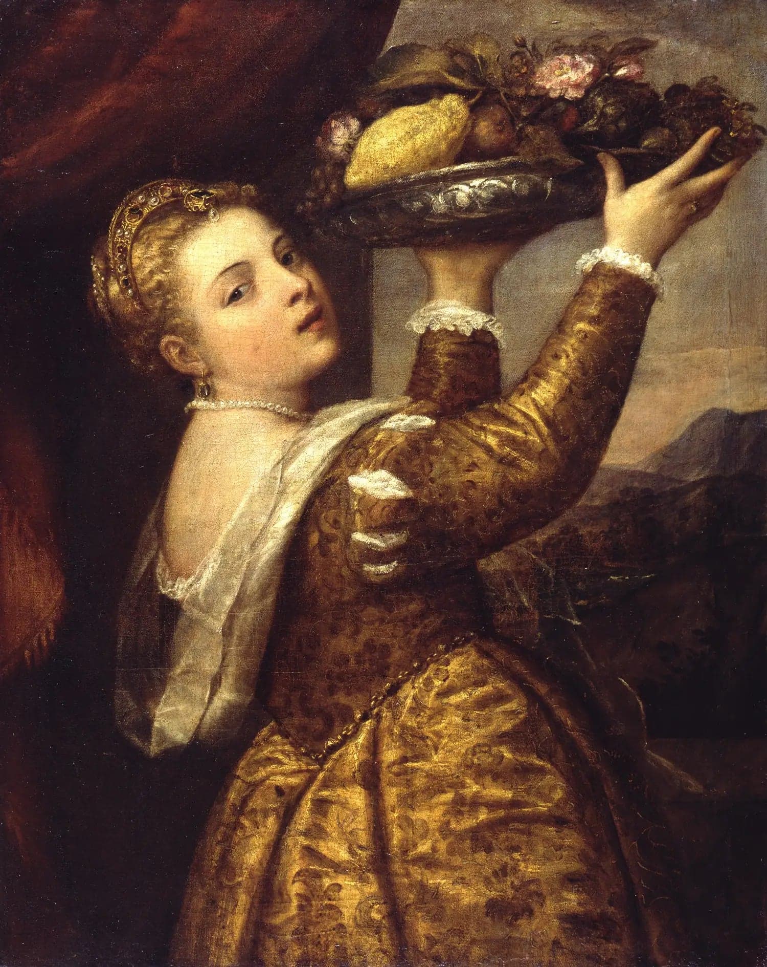 Young Woman with a Fruit Tray
