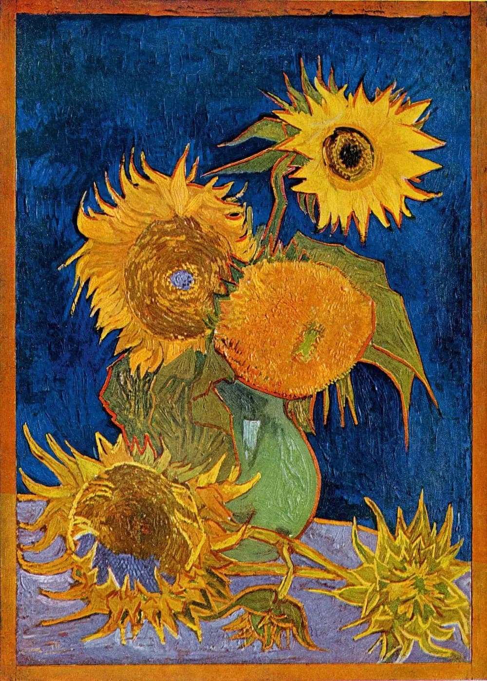 Still life: Vase with Five Sunflowers