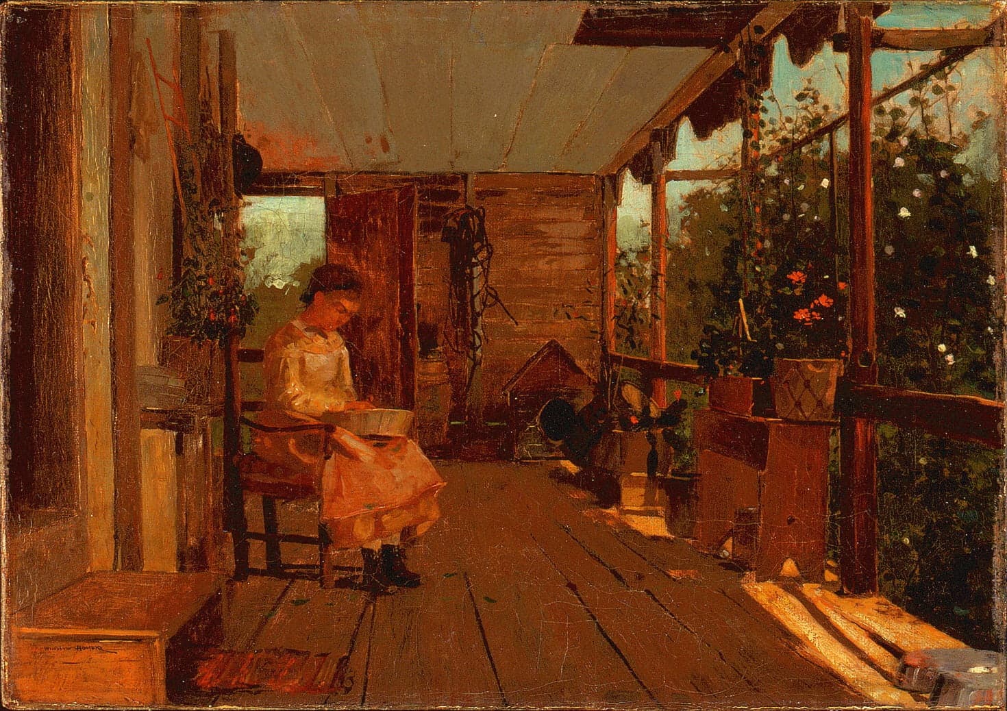 Fille écossant des petits pois