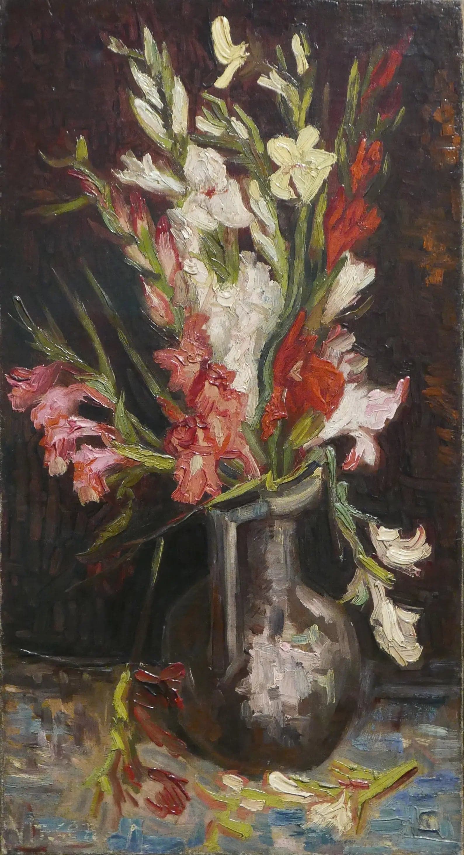 Bouquet of gladioli in various colors